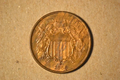 1866 Two Cent Piece- Lovely Choice BU- Red and Brown - Image 1 of 4