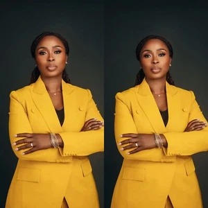 Trajes amarillos de talla grande para mujer boda formal fiesta ropa de oficina damas trajes - Imagen 1 de 8