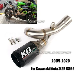 Exhaust System Mid Link Pipe 51mm Muffler For Kawasaki Ninja ZX6R ZX636 2009-20 - Picture 1 of 12