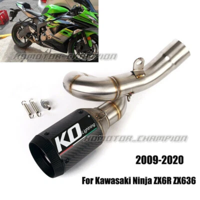 Exhaust System Mid Link Pipe 51mm Muffler For Kawasaki Ninja ZX6R ZX636 2009-20 - Image 1 of 4