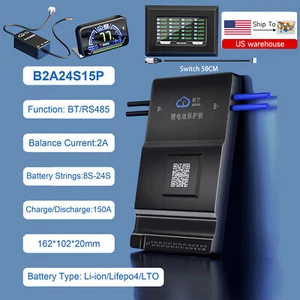 JK 8S-24S 150A Li-ion LiFePo4 Smart BMS w/2A Active Balancer BT/ RS485/LCD lot - Picture 1 of 20