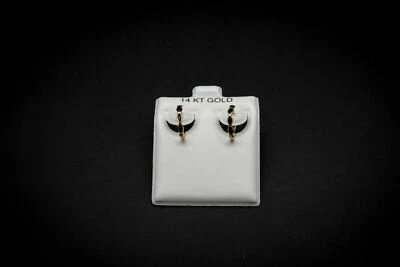 14k solid gold beautifull hoops  with zirconias - Image 1 of 3