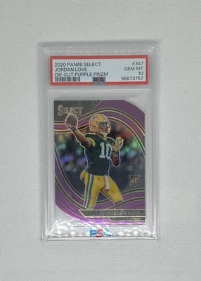 Select Field Level #347 Jordan Love Purple Prizm 2020 troquelado radiocontrol novato PSA 10 Foto 1 de 2