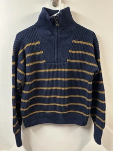 Faherty Mariner Stripe Wool Blend Sweater Lakemont Stripe Navy Organic Cotton - Picture 1 of 6