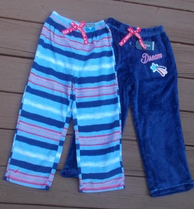 2 PACK NAUTICA FLEECE SLEEP PANTS 1 Striped & 1 Solid Girl's 7, NEW with Tags - Picture 1 of 7