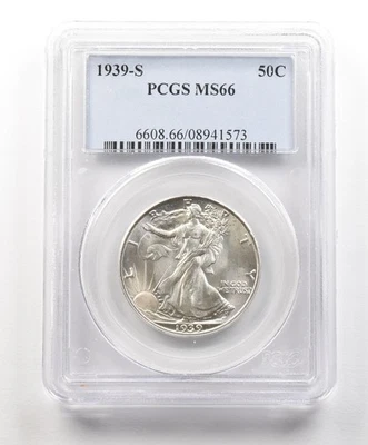 1939-S Walking Liberty Half Dollar MS66 PCGS PQ *4887 - Image 1 of 3