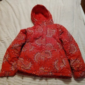 Columbia Jacket Girls Size 10/12 M Pink Circles Ski Winter Hooded Coat - Picture 1 of 9