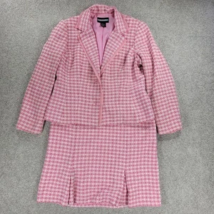 Vintage Requirements Tweed Rock Anzug Damen 12 rosa kariert Büro Karriere - Bild 1 von 18