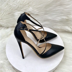 Sandalias huecas nuevas de tacón alto de tacón fino con hebilla cruzada de 12 cm para mujer - Imagen 1 de 10