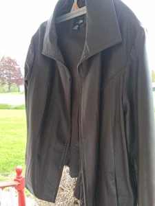 East 5th Women's 3X Black 100% Genuine Leather Full Zip Jacket Pockets Collared - Picture 1 of 9