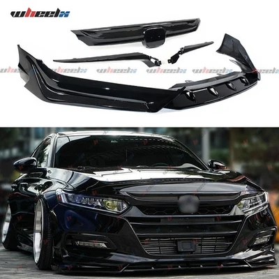 Labio y rejilla de parachoques delantero estilo JDM negro brillante para Honda Accord 10th 2018-2020 Foto 1 de 4