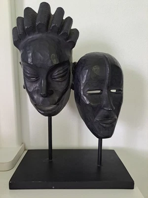 Máscara facial africana escultura estatuilla hombre tribal mujer cabeza busto resina montada Foto 1 de 4