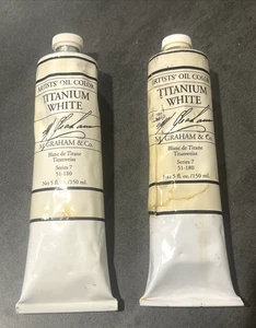 M. Graham & Co. Artist Oil Paint Titanium White 5 oz. Tubes - Lot of 2 - Picture 1 of 2