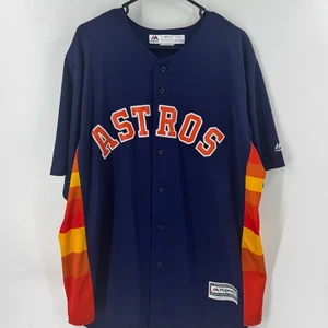 Majestic Houston Astros Baseball Jersey Adult XL Cool Base Navy Orange Stripes - Picture 1 of 8