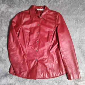 Nordstrom Damen Lederjacke weiches Leder Druckknopfleiste dunkelrot Größe XS - Bild 1 von 13