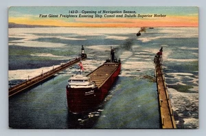 Vintage Duluth-Superior Hafen Postkarte Eröffnung Navigation Saison - Bild 1 von 2