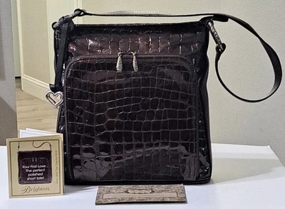 Cartera organizadora de charol con estampado de cocodrilo Brighton Sonny MARRÓN Foto 1 de 4