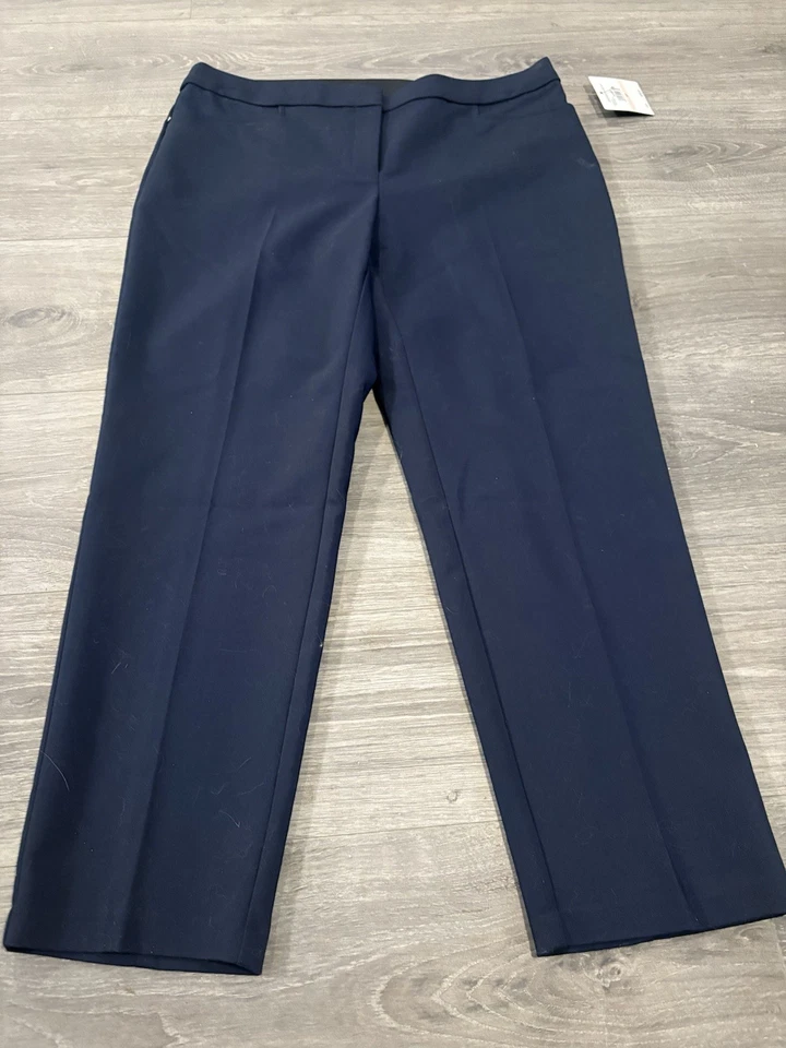 Pantalones Rafaella Calce Curvilíneo Pierna Recta Azul Marino 10P Pequeña Cintura Definida Elastizados Nuevos con Etiquetas Foto 1 de 4