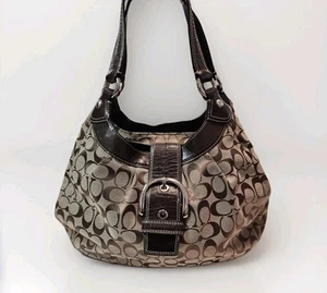 Vintage Coach Signature Soho Shoulder Hobo Bag Brown/Khaki Purse F15083 - Picture 1 of 21