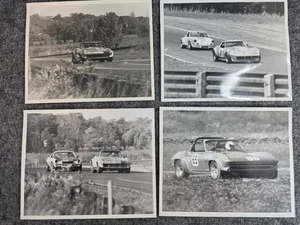 Set 4 foto corse vintage bianco e nero Corvette Camaro Porsche - Foto 1 di 9