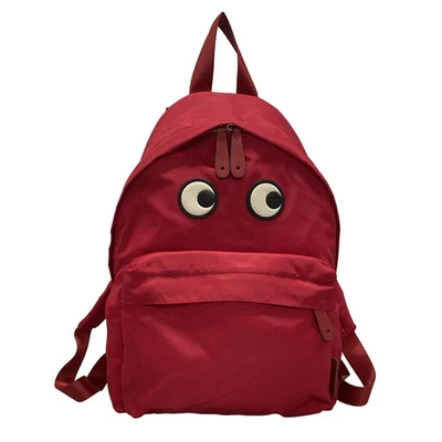 Auténtica Mochila Anya Hindmarch Ojos Rojo Blanco Negro Nailon Cuero Mochila Foto 1 de 4