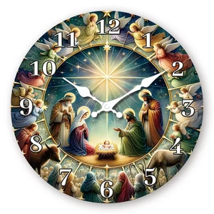 Jesus Christus leise Quarz runde Holz Wanduhr 24,7 cm x 24,7 cm - Bild 1 von 20