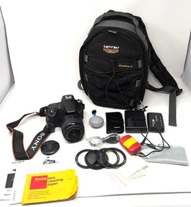Sony SLT-A58 20.1MP DSLR Sony SAL18552 18-55mm Lens Tamarac Backpack Excellent - Picture 1 of 20