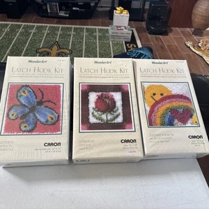 WonderArt Latch Hook Kit Lot of Three 12" x 12" #4677/#4717/#P504 - Picture 1 of 7