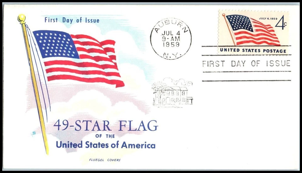 1959 U. S. Flag 4c 49 stars Sc 1132 single with premium Fluegel cachet UA - Image 1 of 1