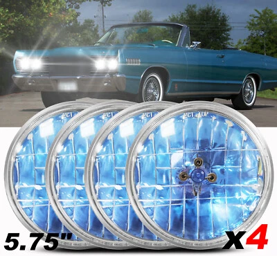 4set 5.75" Round Headlights Hi/Lo for Mercury Cougar 1967-76 Monterey Comet - Image 1 of 4