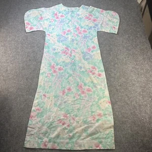 Vintage 60er Jahre Hauskleid Damen kleine Blumen Reißverschluss Taschen Schlitz Kimono Ärmel - Bild 1 von 20