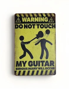 Funny Guitar Warning Metal Tin Sign Plaque Man Cave Studio Home Bar Garage NEW - Picture 1 of 3