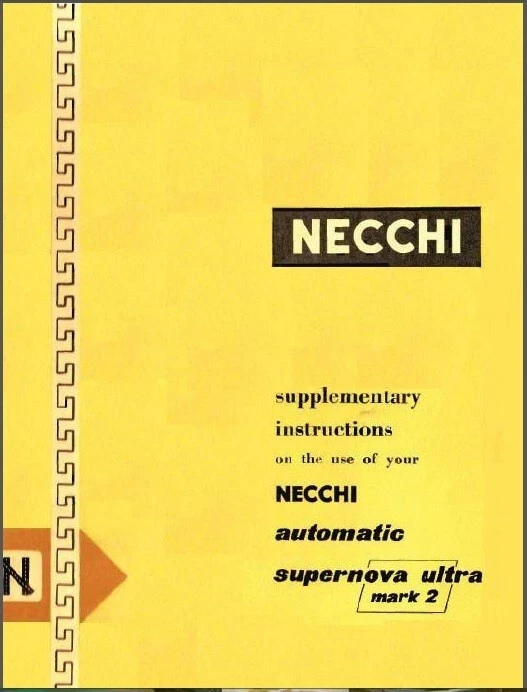 Necchi Supernova Ultra Mark 2 Manual: Coil Bound 164 Pages - Instructions - Image 1 of 3