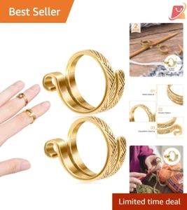 2-Pack Adjustable Metal Crochet Tension Rings - Gold Yarn Guide Holders - Picture 1 of 9