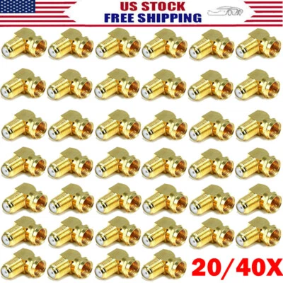 20/40x 90° Right Angle Gold Plated F RG59 RG6U Coaxial Coax Connectors Adapters - Image 1 of 4