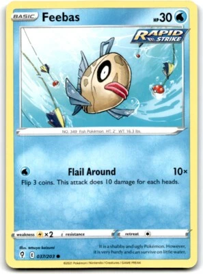 2021 Sword & Shield - Evolving Skies Feebas c Basic/Common #37 - Image 1 of 2