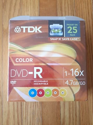 TDK Color DVD-R RECORDABLE BLANK DISC 25 PACK 4.7 GB - Image 1 of 2