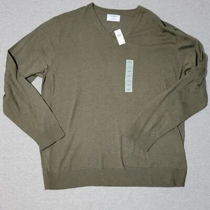 Vecchio maglione blu navy scollo a V uomo 2XL verde pullover manica lunga - Foto 1 di 10
