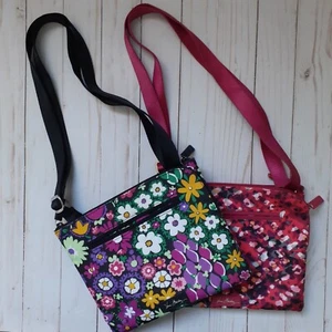 Vera Bradley Lighten Up RFID Triple Compartment Crossbody Red Black - Set of 2 - Picture 1 of 15