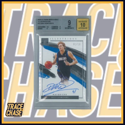 2020-21 Panini Impeccable Basketball Dirk Nowitzki Illustrious Ink 01/10 BGS 9 - Image 1 of 3
