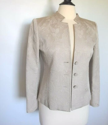 TALBOTS Petites Beige  Silk Blend Women's Blazer Jacket Size 2 - Image 1 of 4