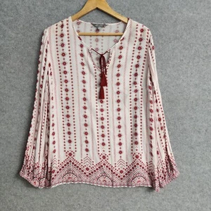 Suzanne Grae Womens Top Size 10 Boho Blouse Long Sleeve Lightweight - Picture 1 of 5