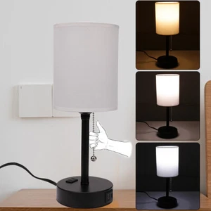 Bedside Lamp with Bulb USB A&C Charging Ports 3 Color Temperatures Desk Lamp US - Picture 1 of 18