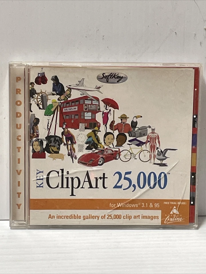 Key ClipArt 25,000 America Online For Windows 3..1 and 95 (FC51-1Q3254 - Image 1 of 4