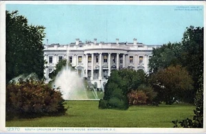 White House South Grounds Washington D.C Postcard Unposted - Imagen 1 de 2