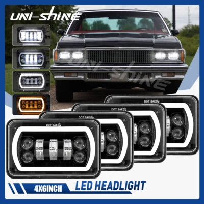 4 piezas faros LED alto/bajo halo DRL DOT para Chevrolet Caprice 1977 a 1986 4x6" Foto 1 de 4