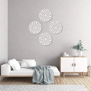 Holz Rund Wandpaneel 12 x 12 Zoll, Handgefertigte Wandpaneel, Schnitzerei Wandleuchte - Bild 1 von 4