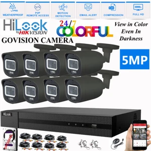 KIT DE SISTEMA DE CÁMARA HIKVISION 5MP COLORVU CCTV SEGURIDAD EXTERIOR 24/7 IMÁGENES A COLOR - Imagen 1 de 26