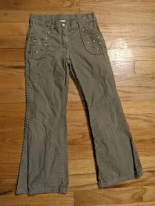 Gymboree Girls Corduroy Pants, Olive Green, Embroidered, Size 7, Pretty in Plum - Picture 1 of 4
