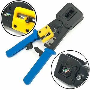 PROFESSIONAL RJ45 CRIMP TOOL CAT5 CAT6 EZ PASS THROUGH CONNECTOR NETWORK CRIMPER - Picture 1 of 12